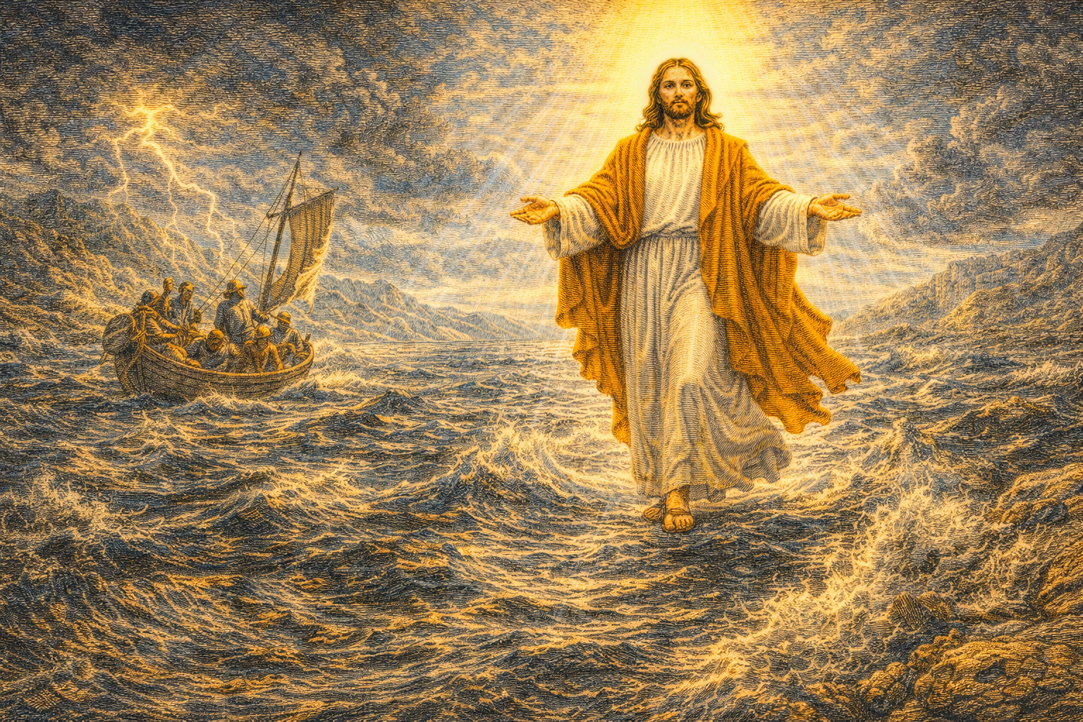 Jésus marche sur les eaux